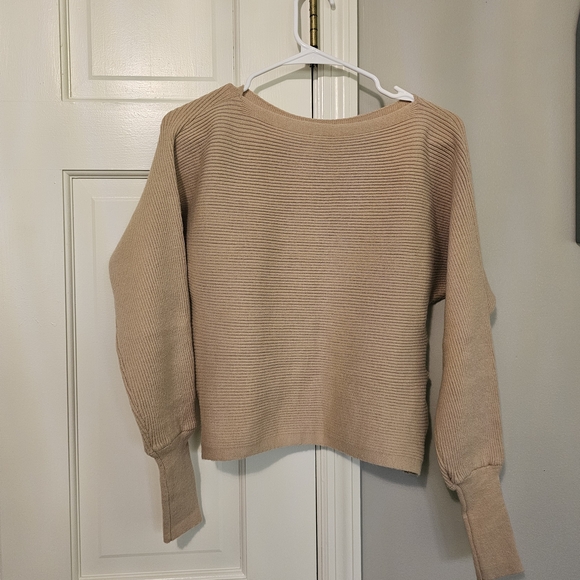 SHEIN Beige Ribbed Crew Neck Sweater - Picture 3 of 4